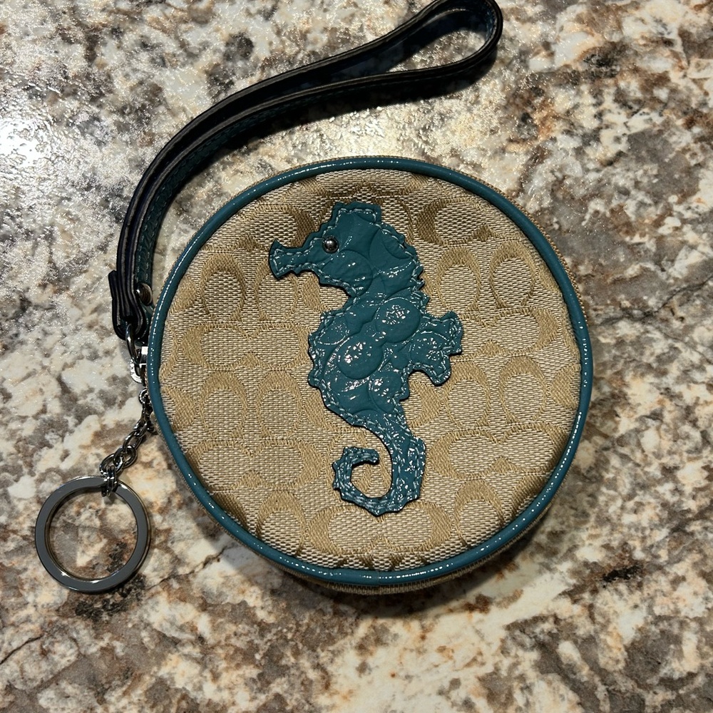 Coach Seahorse Round Wristlet/Change Purse